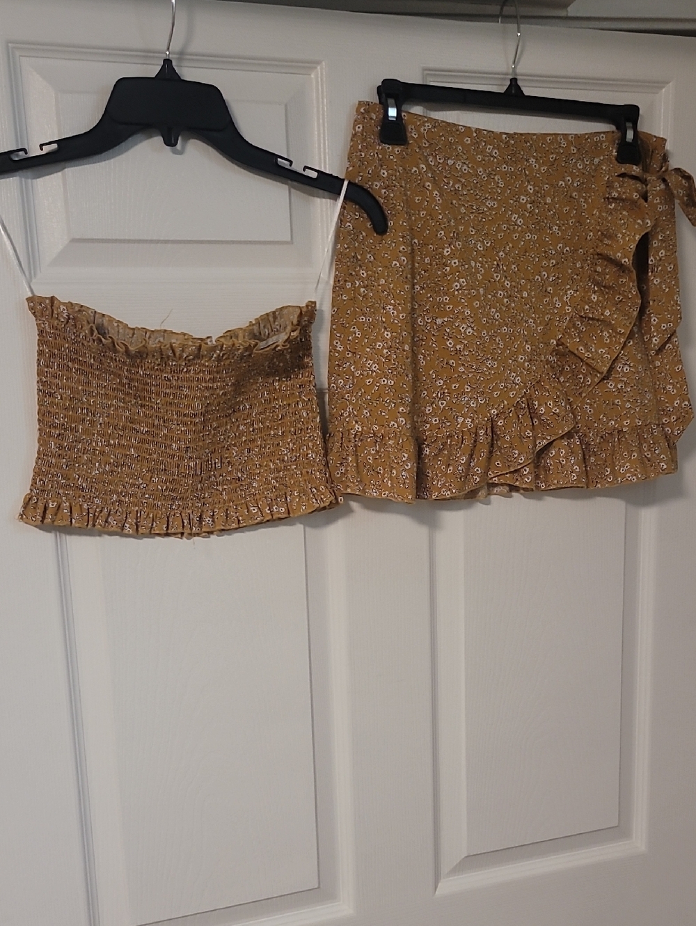 3 For $20 Mustard Floral Ruffle Wrap Skirt - Women's